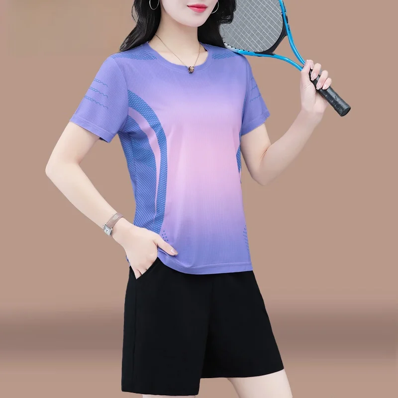 

TUCANO Women's Qui Dry ort Sve orts Set Summer Outdoor Loose Running Fitn Table Tennis Badminton Sports Wear