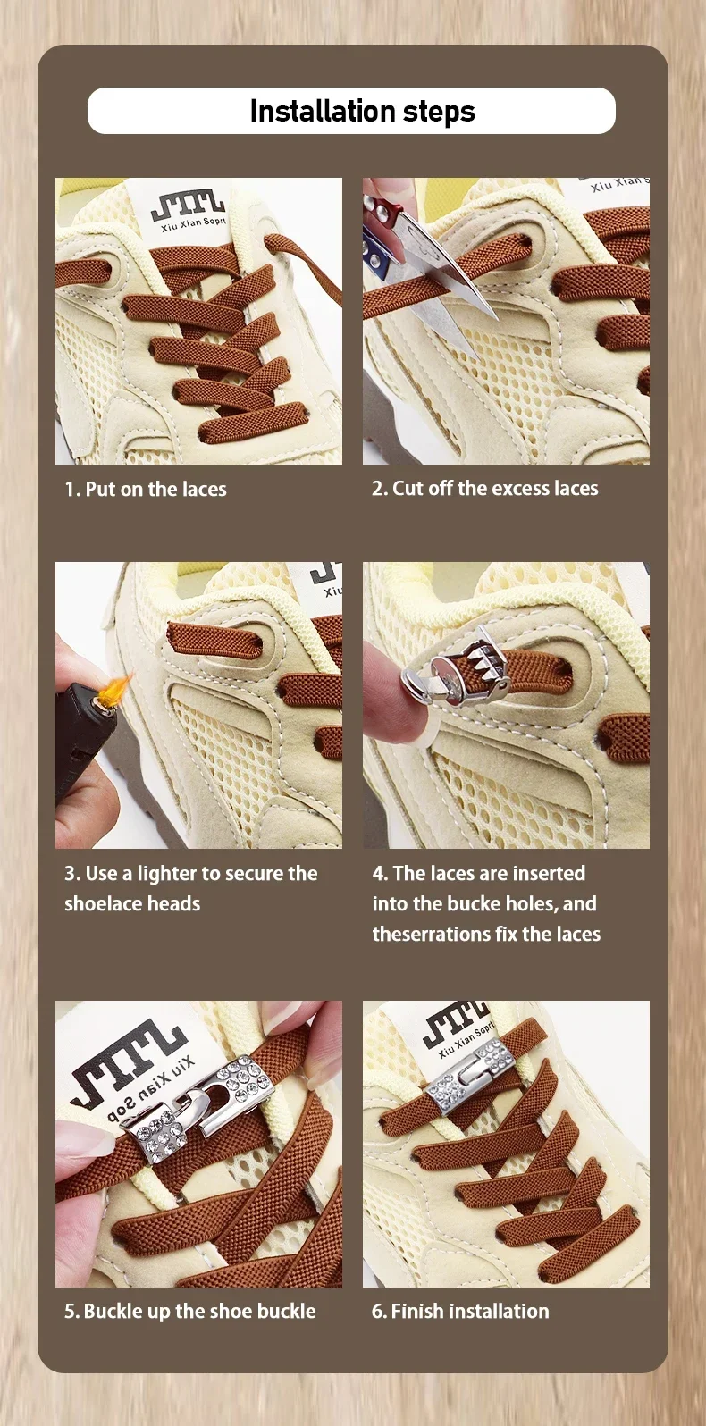 2 Paar Diamant-Schnürsenkel ohne Binden, elastische Schnürsenkel für Sneaker, Schnürsenkel ohne Binden für Kinder und Erwachsene, breite Schnürsenkel, Schuhzubehör – Detail 6