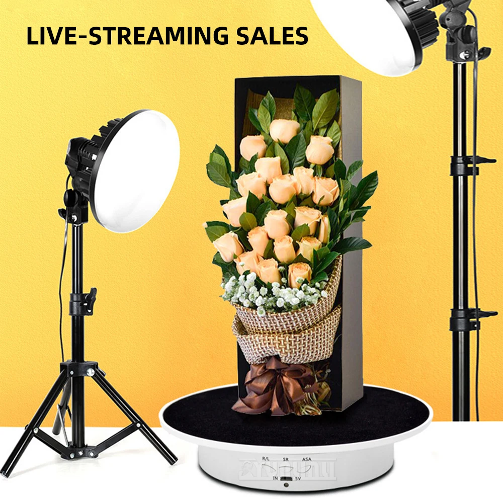 Electric Rotating Display Stand for Jewelry Figurines Live Broadcast Video Base Charging Turntable - Home Decor Audio Equipment
