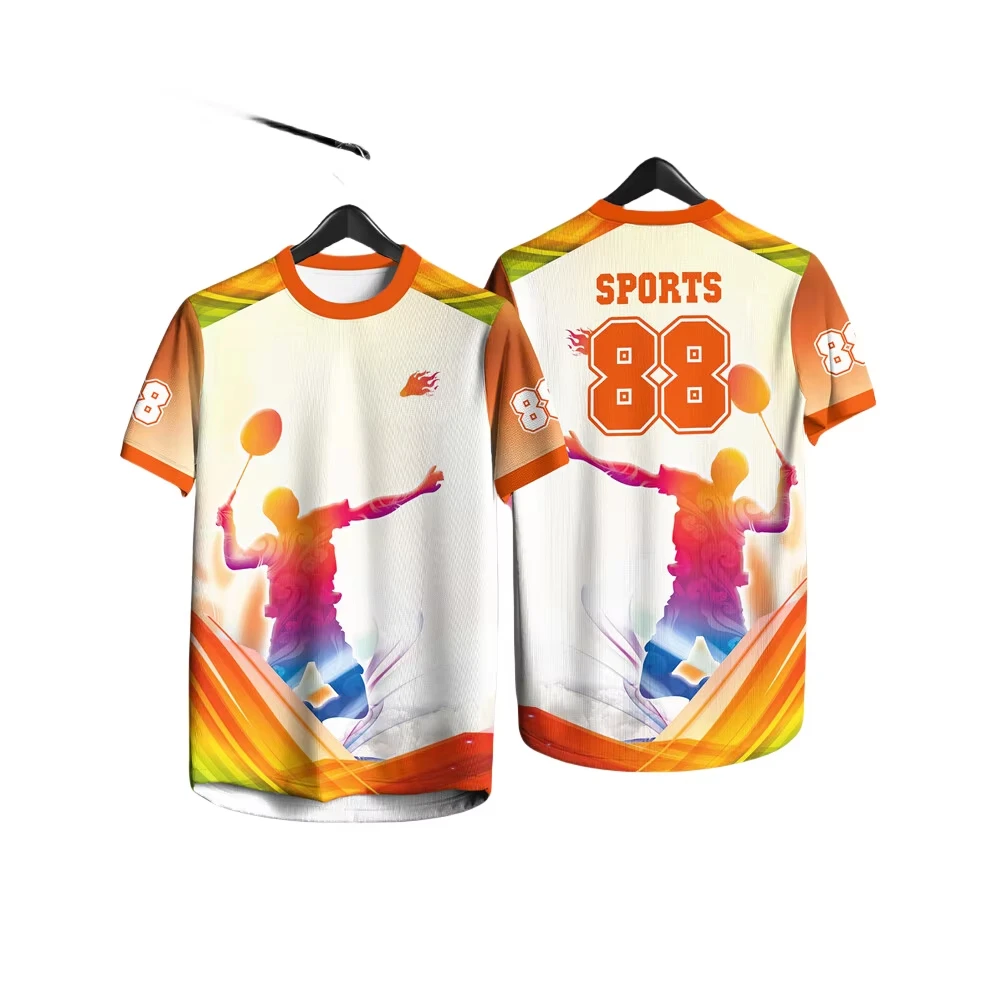 Summer Men's T-Shirt Breathable Badminton Sportwear New Custom T-Shirt Sweat Absorption Fitness Outdoors Football Men's Clothing