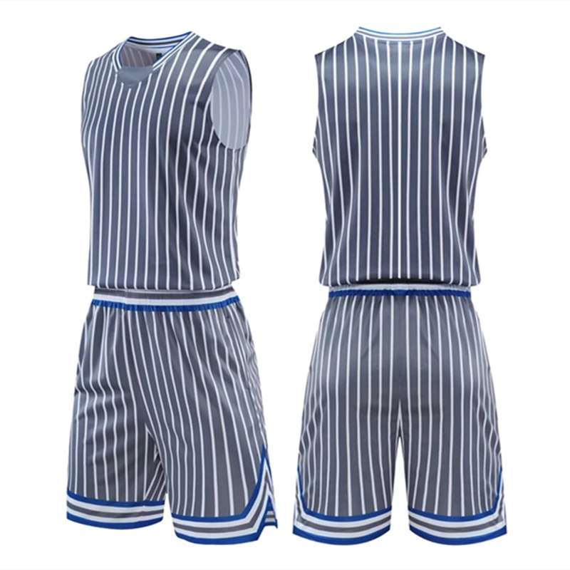 Kids Adult Basketball Jersey Set Child Men Basketball Clothes Stripe Sportswear Training Vest Shorts Suit Team Uniform Custom