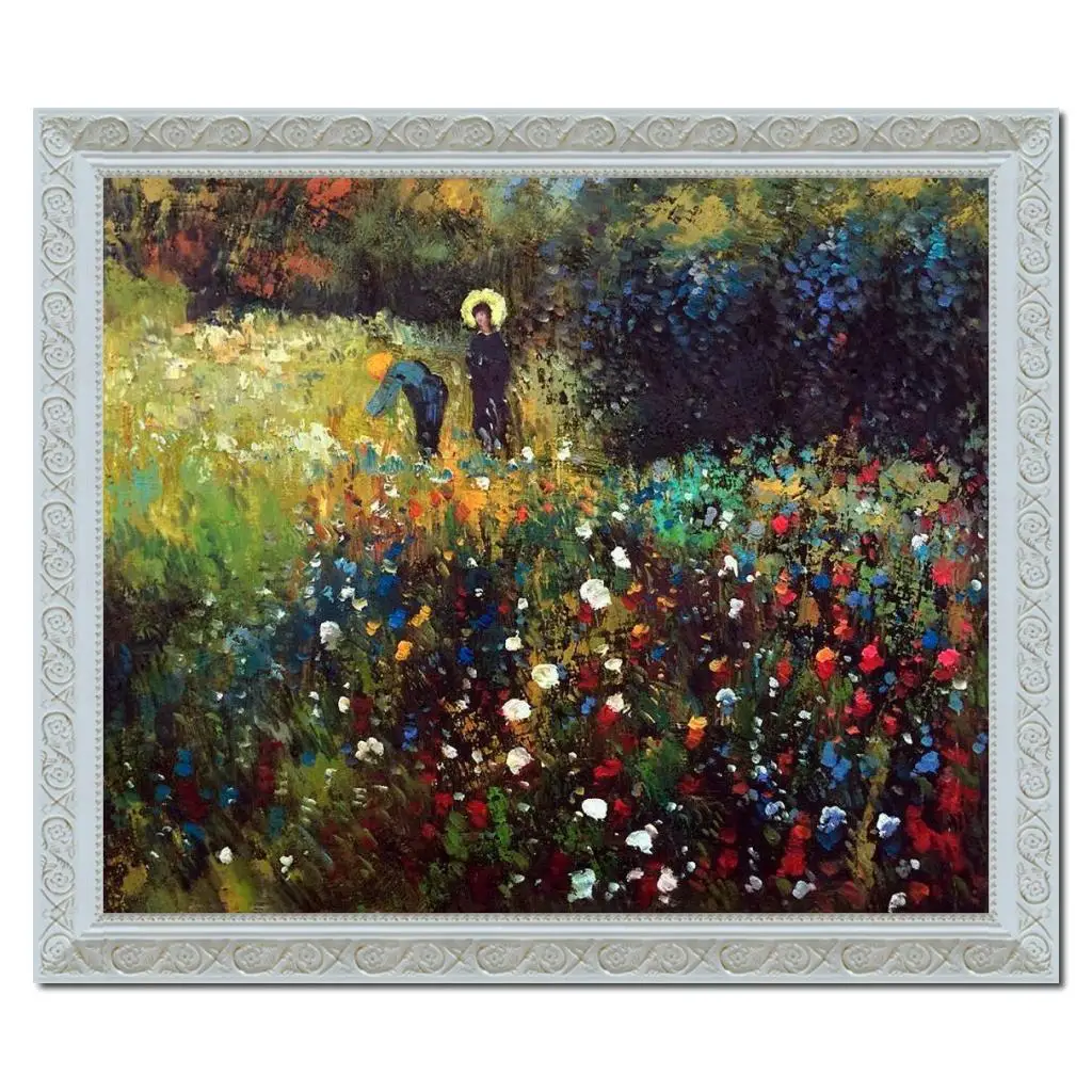 

Garden Landscape Canvas Art Pierre Auguste Renoir Painting Woman Hand Painted Impressionist Artwork Home Decor Wooden Framed