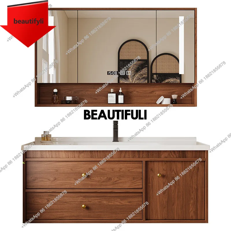 X188 Medieval ceramic integrated basin bathroom cabinet toilet waterproof and moisture-proof solid wood bathroom