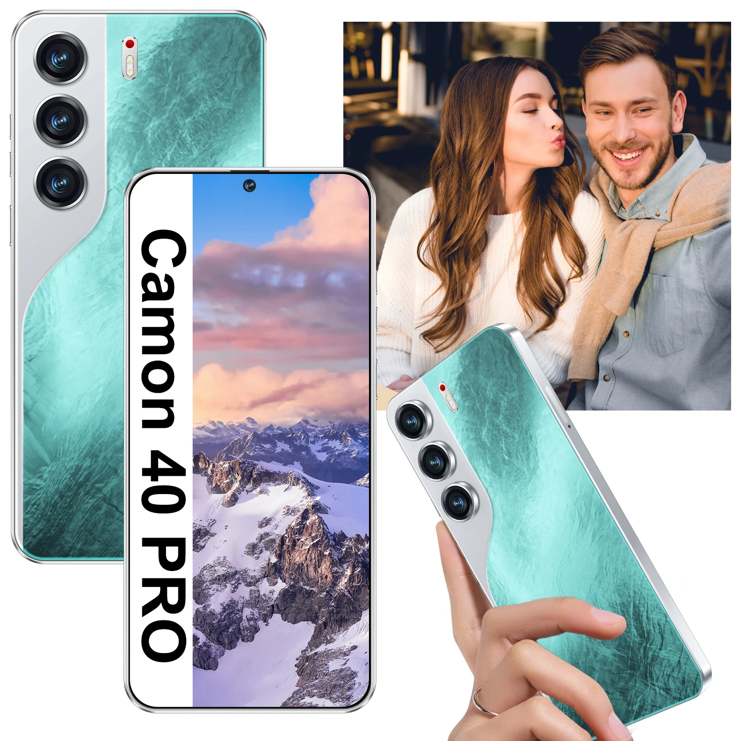 JCTKJ Camon 40 Pro Android 14 smartphone features a 7.3-inch punch-hole large screen and is a globally compatible mobile phone.