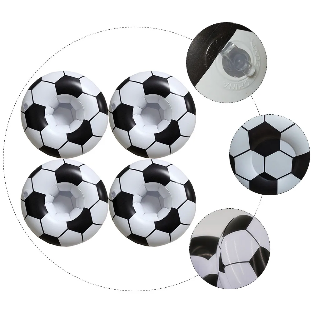 Portavasos inflable de PVC para piscina, accesorios para fiestas en la playa, eventos temáticos de fútbol, juguetes acuáticos, 4 Uds.