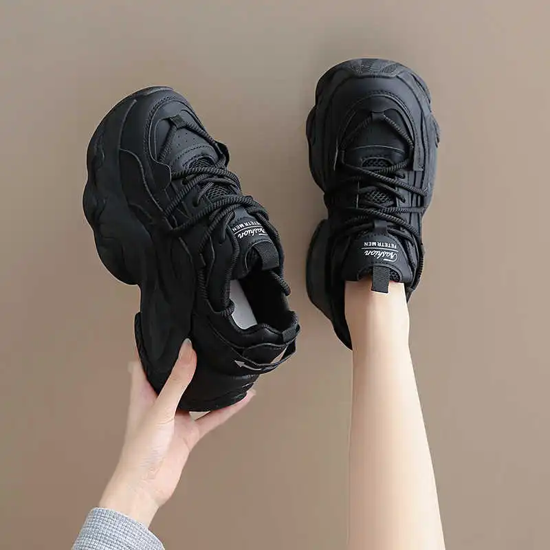 Key Height PU Leather Shoes Ladies Summer Woven Rainbow Sneakers Walking Boots Woman Sports Botasky Athletics Zapato