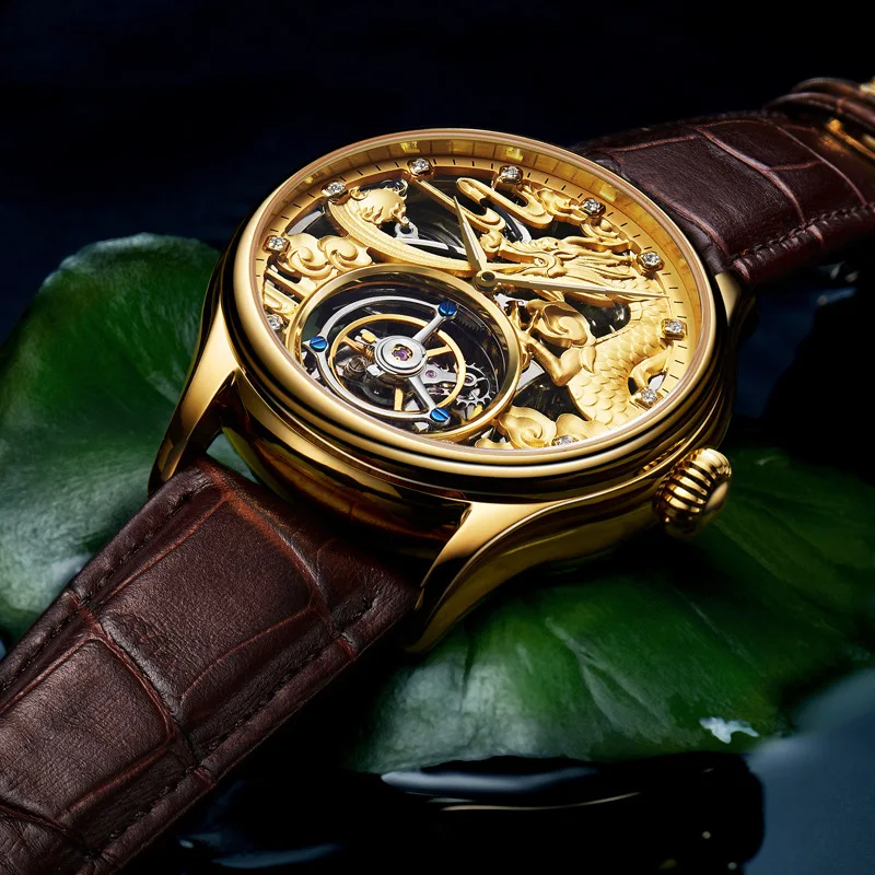 Aesop genuine tourbillon mechanical watch hollowed out mechanical watch fashionable waterproof gift men's high-end watch