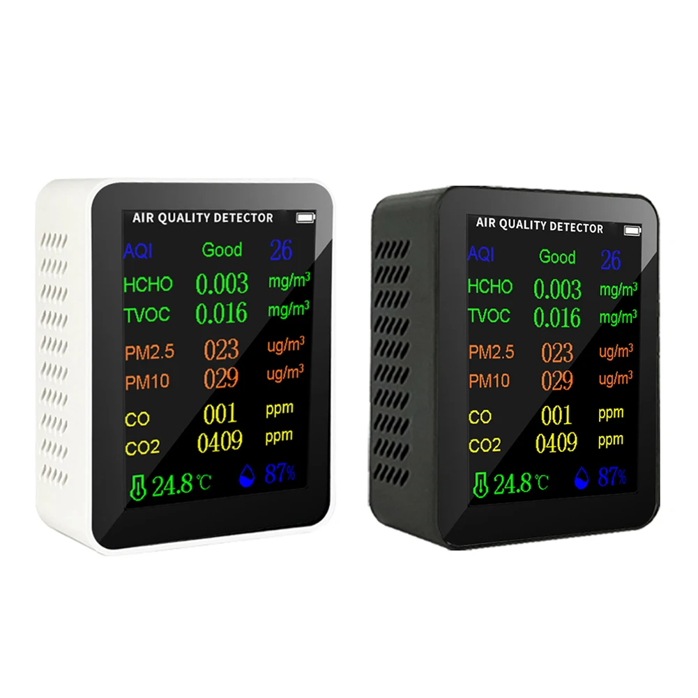 ９in 1 Formaldehyde Detector LCD Large Screen Display Digital AQI M2.5 PM10 HCHO TVOC CO CO2 Meter Multifunctional for Household