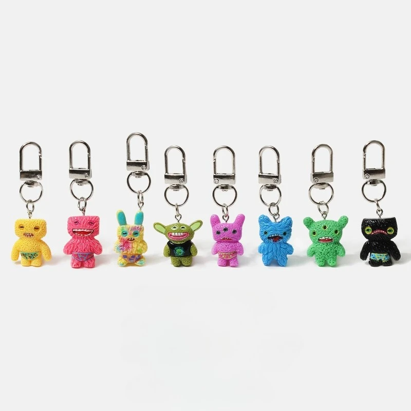 FUGGLER Junges Monster Anime Cartoon Hässliches Niedliches Kleines Monster Schlüsselanhänger Lustiger Bunter Pelzmonster Rucksackanhänger Accessoire – Detail 1