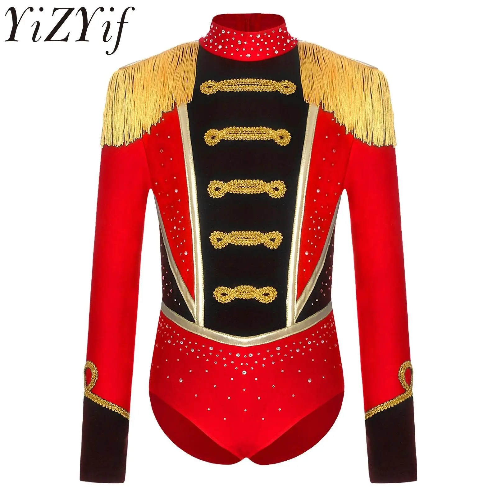 

Girls Circus Ringmaster Costume Showman Majorette Tassel Leotard Bodysuit Dress-up Halloween Carnival Lion Tamer Cosplay Costume