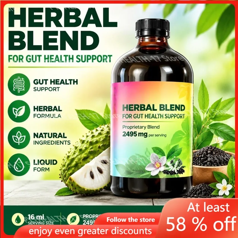 Soursop Bitters Liquid  Natural Soursop Leaf Extract and Black Seed Extract for Men Women Digestive Wellness Support 30 Servings