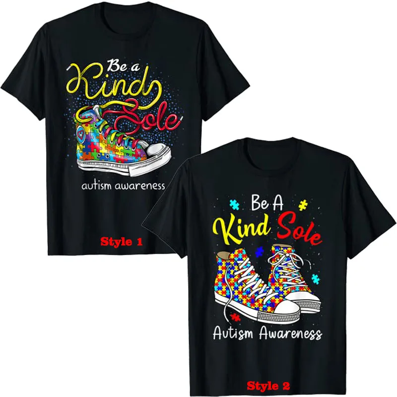 

Autism Awareness T Shirt Be A Kind Sole Autism-Awareness Puzzle Shoes Be Kind Gifts T-Shirt Aesthetic Clothing Graphic Tee Tops