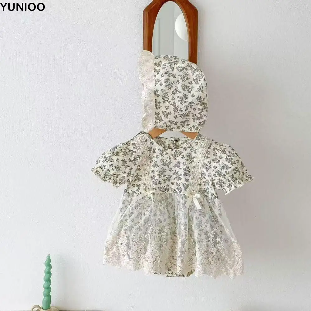 

Soft Lace Mesh Baby Jumper Dress Bowknot Bodysuit Flower Baby Jumpsuit Fluffy Cotton Toddle Climb Suit Newborn Baby