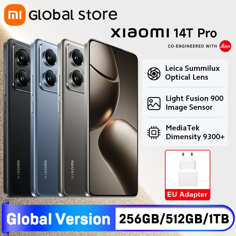 Global Version Xiaomi 14T Pro 5G Smartphone 12GB RAM Dimensity 9300+ CPU AI Display 50MP Leica Camera 50W wireless 120W Charge