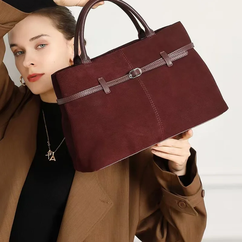 

Large Suede Tote Bag for Women Genuine Leather Shoulder Crossbody Commuter Bag