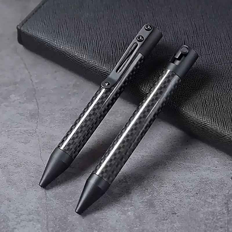 

High Quality Carbon Fiber Tactical Pen Bolt Action Business Signature Ballpoint Pen Emergency Glass Breaker Survival Supplies