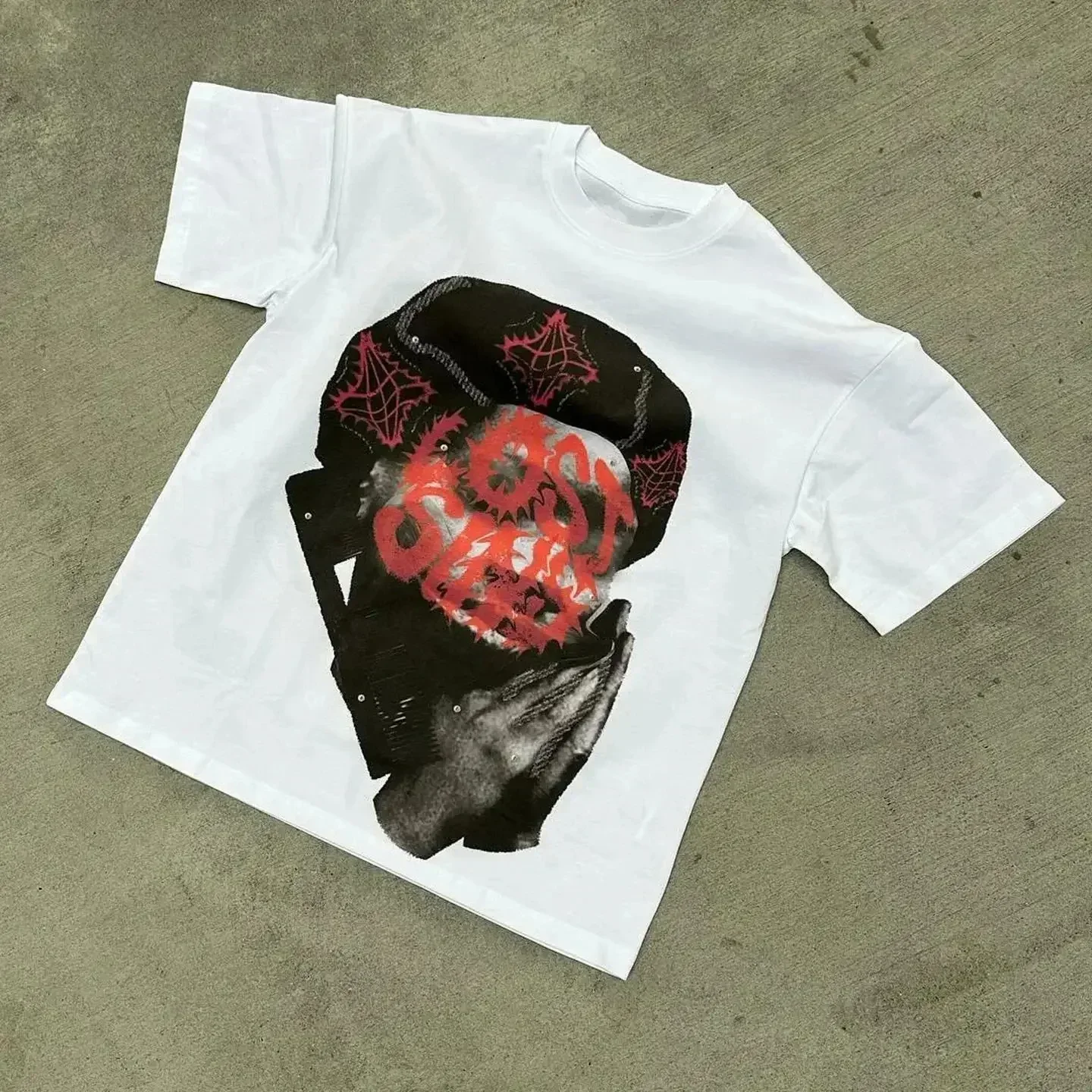 T-shirt imprimé à motif de personnage Hip-hop américain, décontracté, à la mode, Harajuku, gothique, rétro, haut unisexe