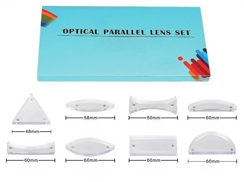 8 Pcs Magnetic Optics Lens Set Convex Concave Lens Prism for Physics Light Refraction Experiment Teaching Aids