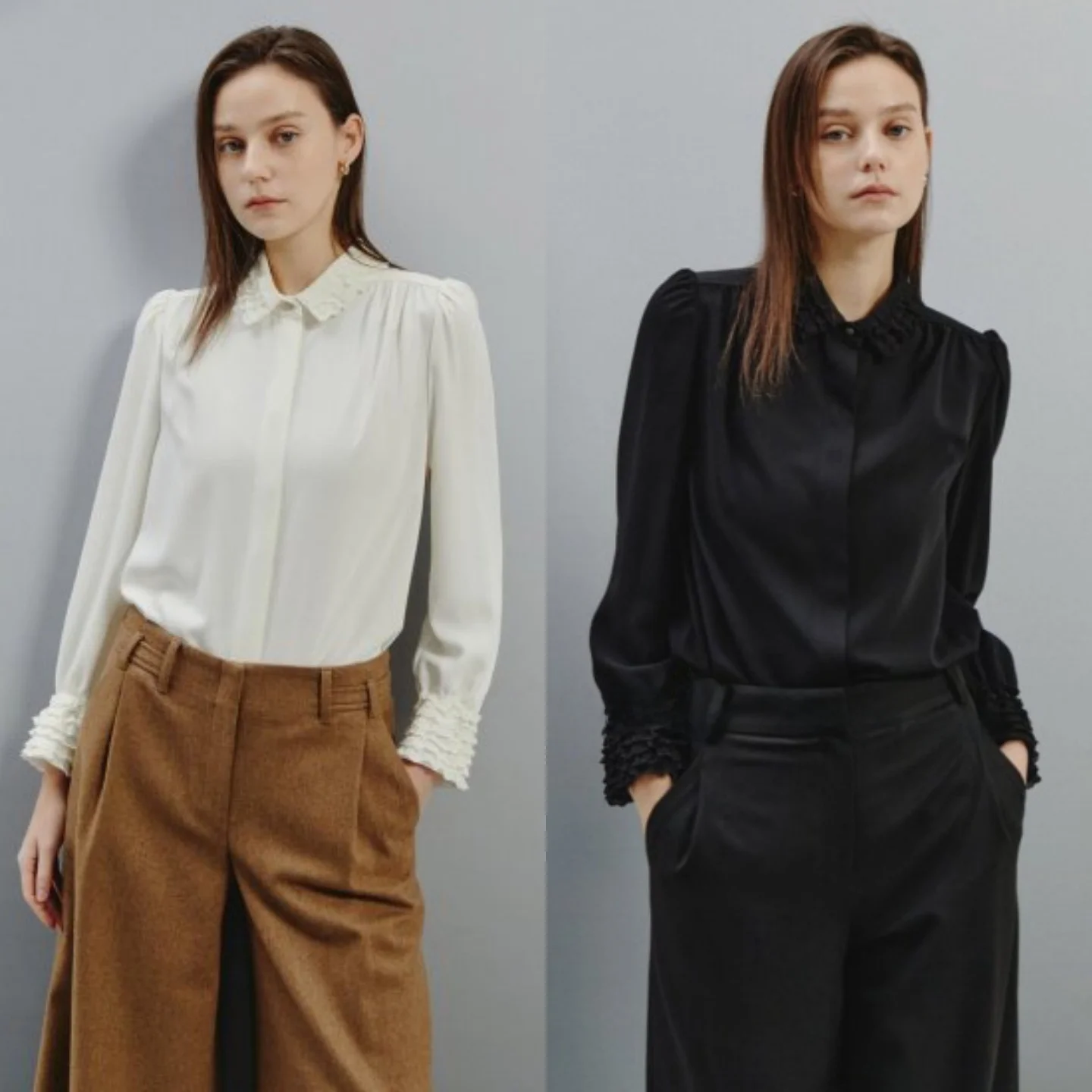 

Корейская стильная плиссированная рубашка для похудения, повседневная универсальная рубашка с длинным рукавом на пуговицах для женщин, модный топ