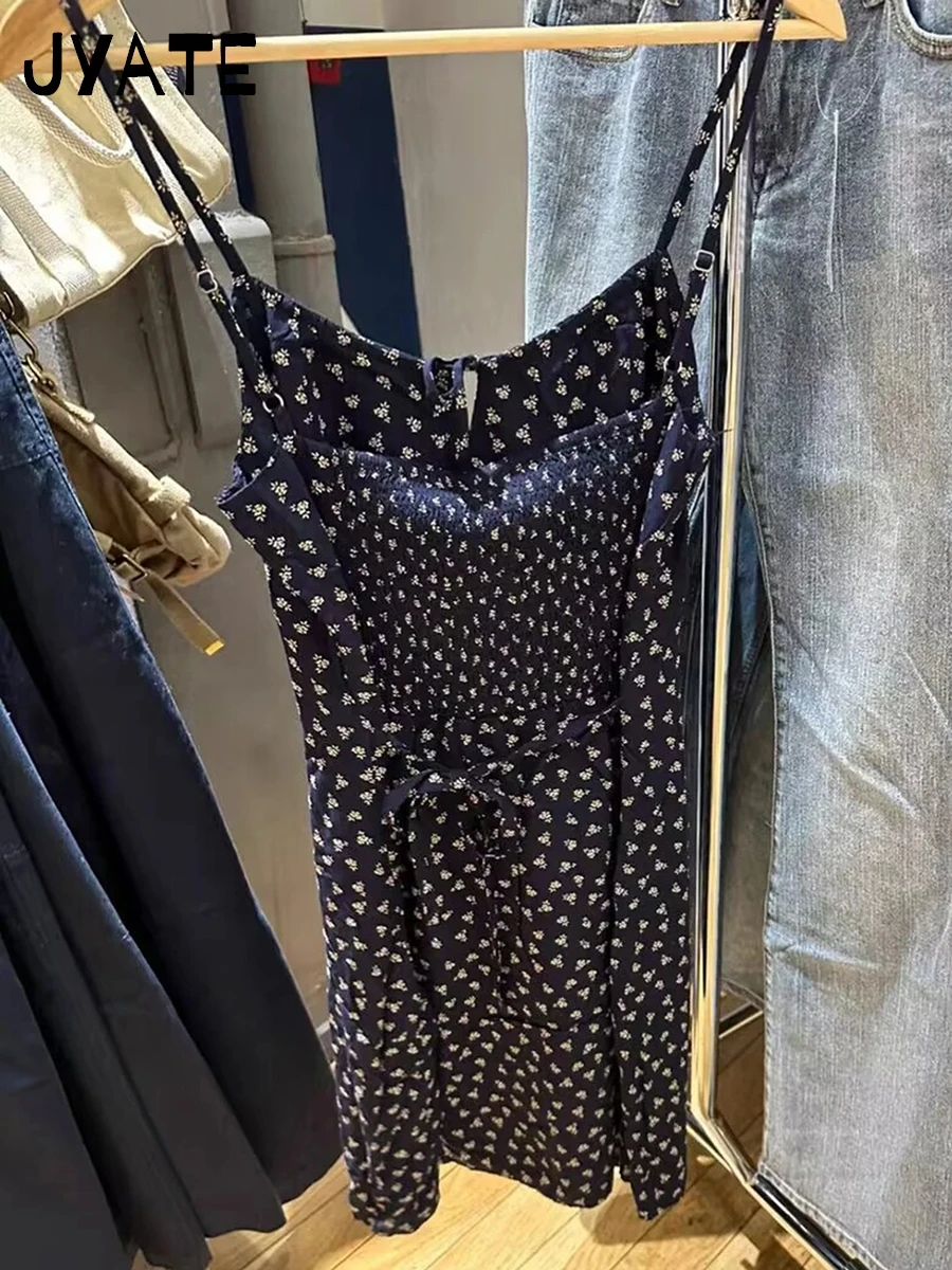 Vintage imprimé fleuri à lacets robe sans manches femmes été coton Style Preppy décontracté a-ligne robes doux mignon Mini robes