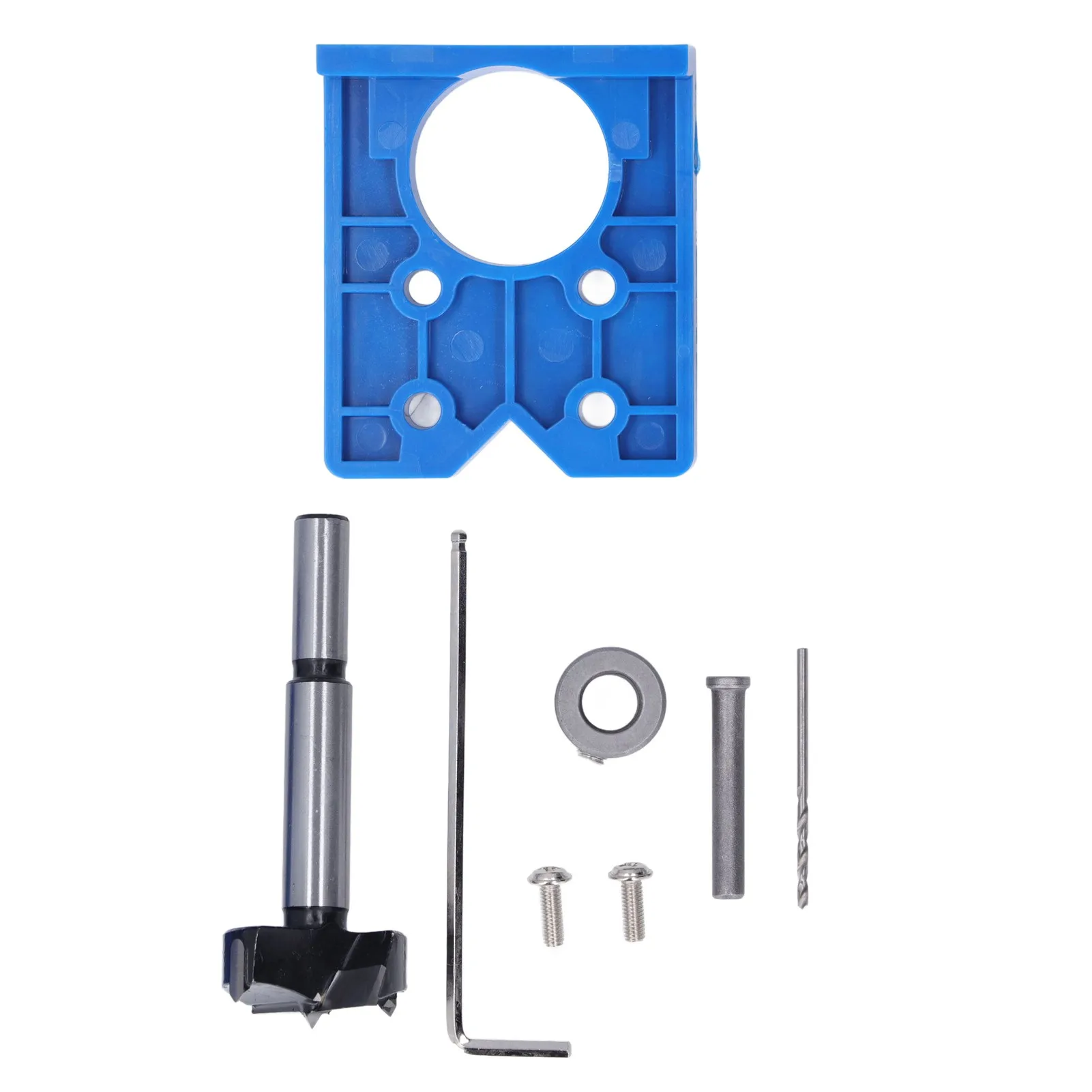 Zk20 35mm Hinge Hole Saw Jig Drilling Guide Cutter Bit Set Woodworking Punching Boring LocatorBlue