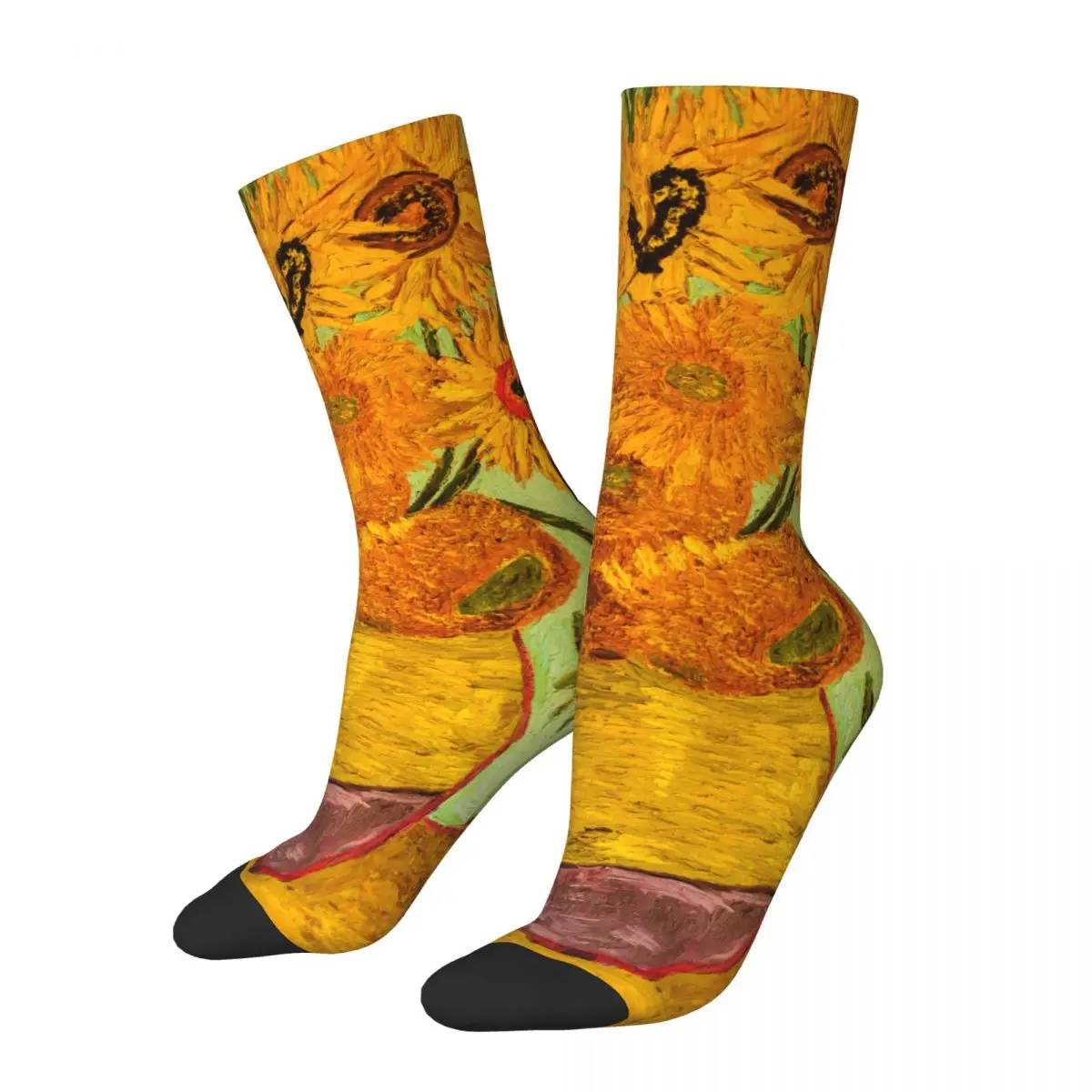 

Autumn Winter Harajuku Unisex Post-Impressionism Vincent Van Gogh Sunflowers Socks Non-slip Middle Tube Socks