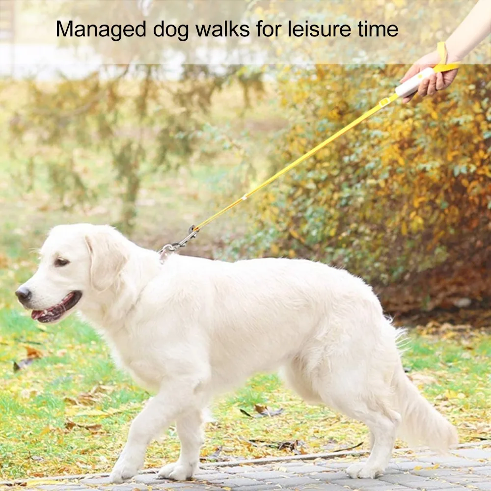 Nylon Webbing Retractable Dog Leash Adjustable Length Ergonomic Grip Anti‑Pull Dog Leash Durable Strap Single‑Button Lock