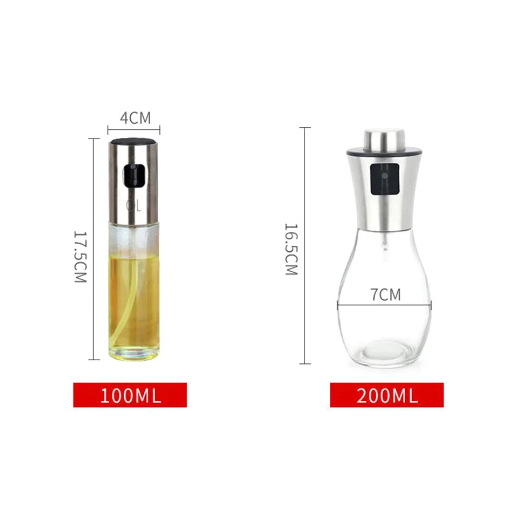 

Stainless Steel 200ml Oil Sprayer Refillable Dispenser for Bbq Salad Baking Roasting Grilling Frying with Food-Grade Glass