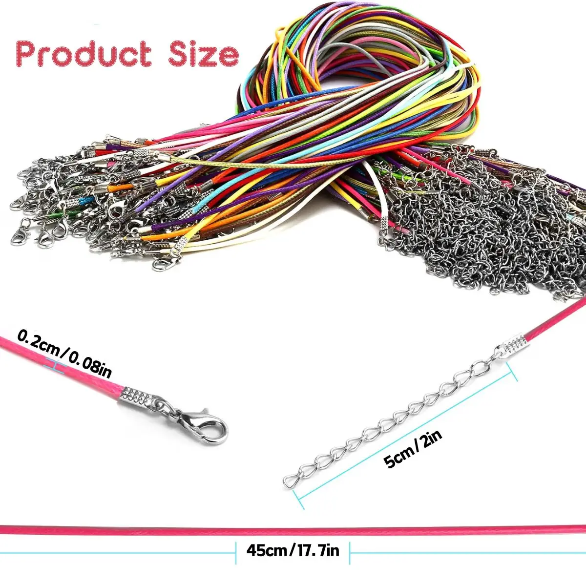 30Pcs Random Colors Necklace Cord/Clasps for Jewelry Making Multicolor Rope Necklace String Necklace Chains