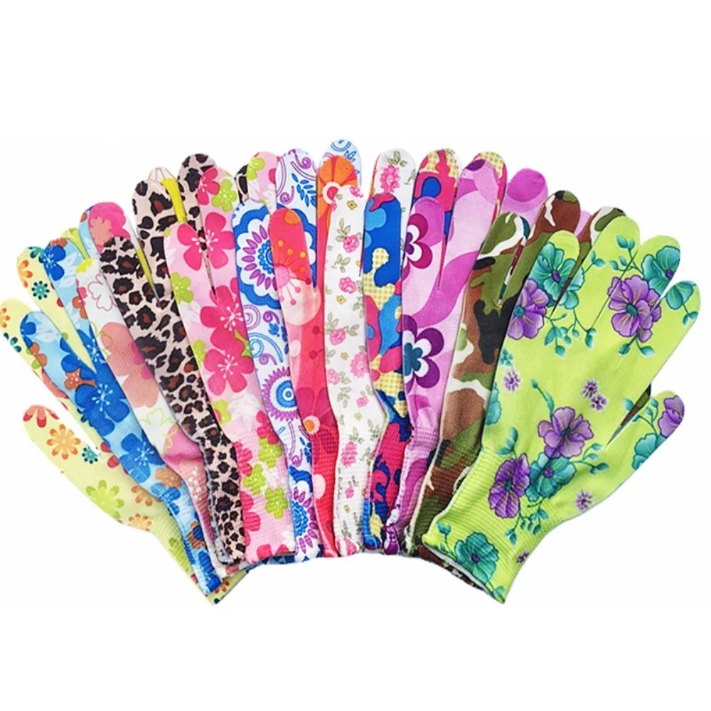 10 Pairs Thin Non Slip Nylon Work Gloves Breathable Colored Working Gloves For Gardening Tea Picking Housework