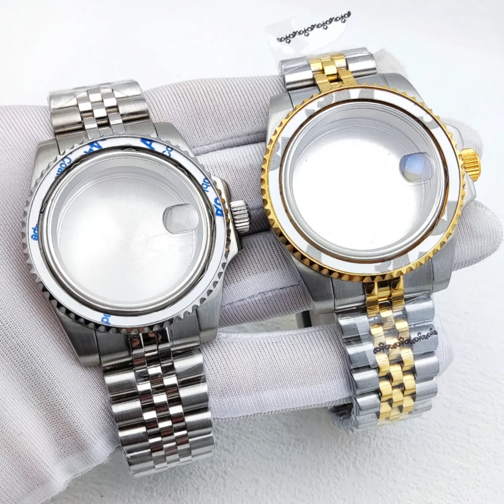 

NH35 Case jubilee Set Cyclops Case Rotatable Bezel Sapphire Glass NH35 Dial Case Fits NH35/NH36 Movement Watch Case