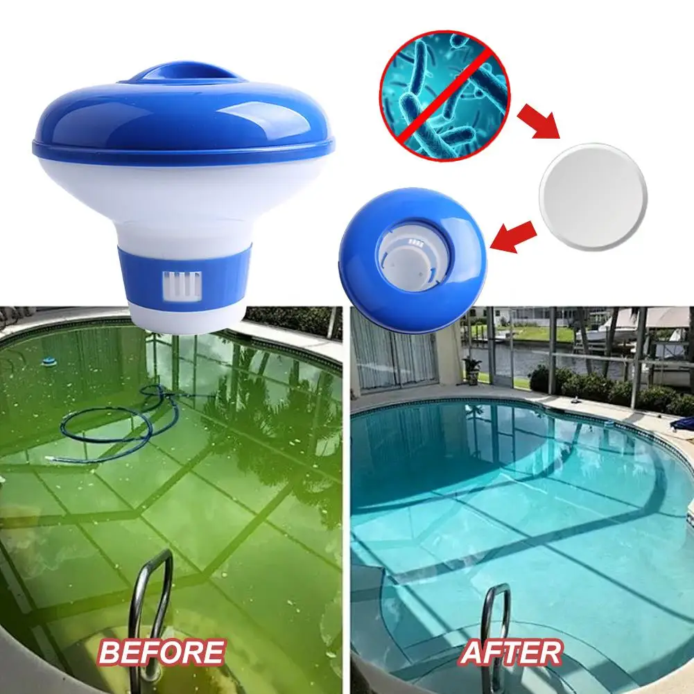 Floating Pool Chlorine Dispenser Automatic Tablet Feeder Disinfecting Applicator for Spa Swimming Pool Chemical Float Accessory