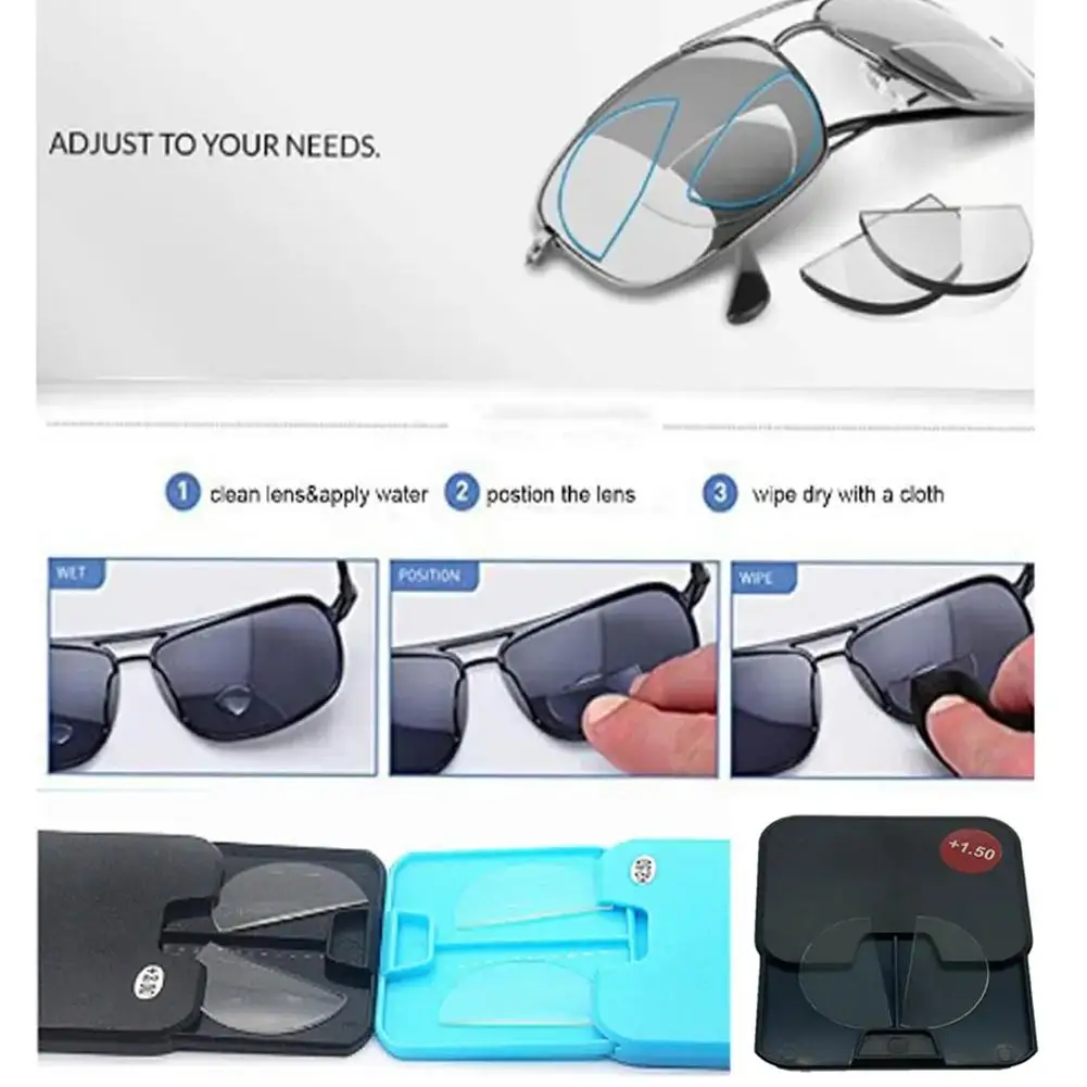 Lentes de lectura bifocales de silicona líquida para presbicia, lentes de aumento reutilizables, 2 piezas, 1, 0, 1,5, 2,0, 2,5, 3,0