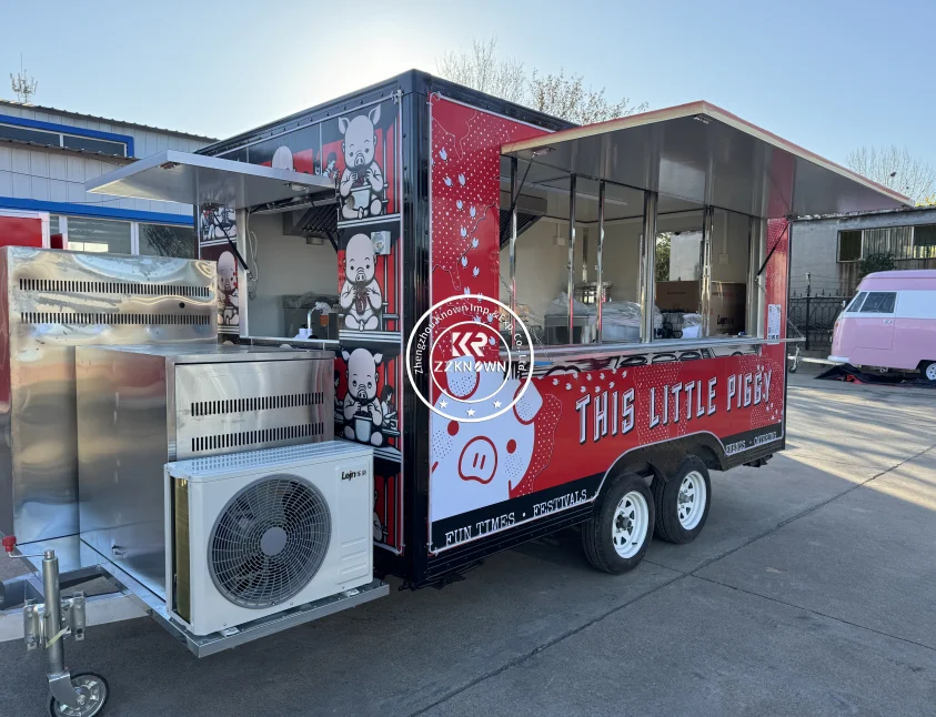 شاحنة طعام متنقلة لتقديم الطعام مقطورة مجهزة بالكامل في الهواء الطلق المحمول البيرة الآيس كريم عربات القهوة مقطورات الطعام مجهزة بالكامل