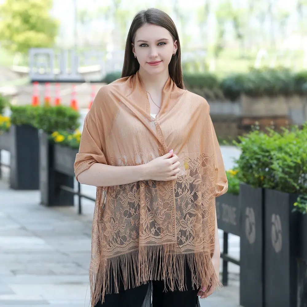 Casual Bridesmaid Shawl Tassels Cheongsam Shawl Dress Shawl Neckerchief Wraps Beach Yarn Lace Scarf Bride Shawl Women Scarf