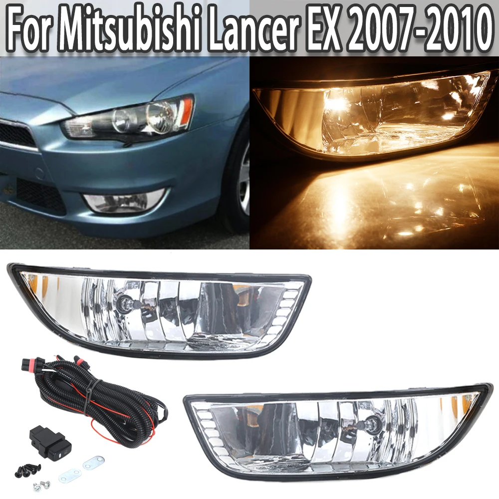 Pop Fog Lights Assembly Front Bumper Halogen Headlight Lamp With Bulb & Switch For Mitsubishi Lancer EX 2007 2008 2009 2010