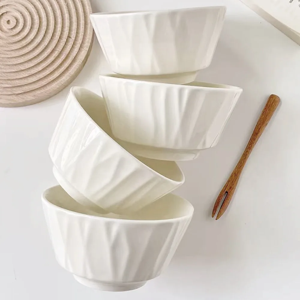 Porcelain Bowl Japanese Style Modern Simplicity Solid Color Ceramic Tableware Breakfast Milk Oats Yogurt Fruit Salad Bowls