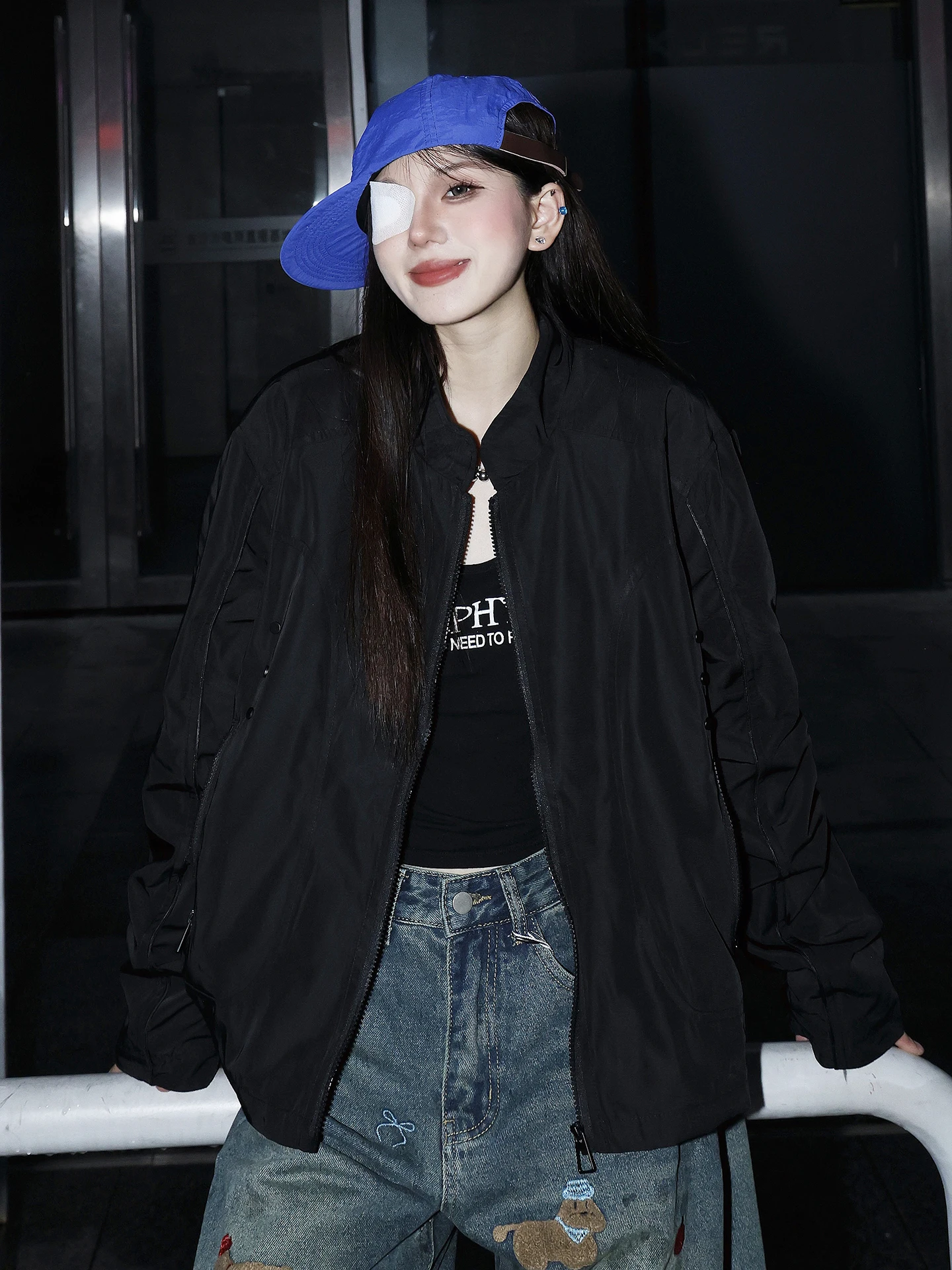 

Мужская бейсбольная куртка на молнии в американском стиле Sle в стиле ретро с воротником-стойкой, весенне-осенняя модная летная куртка свободного покроя, длинная...