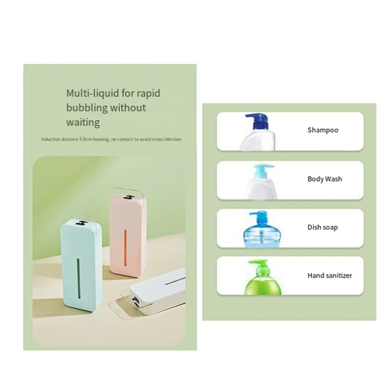 300ML Rechargeable Smart Lnduction Mobile Phone Washing Soap Dispenser Home Wall-Mounted Soap Dispenser-Sky Blue Easy Install