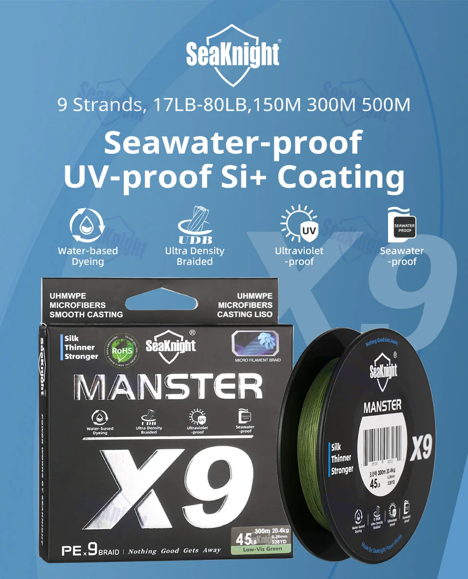 SeaKnight Brand X9 Serie 150M Geflochtene Angelschnur 9-fach geflochten PE Glatte Multifilament-Angelschnur mit UV-Schutz für Meeresangeln – Detail 1