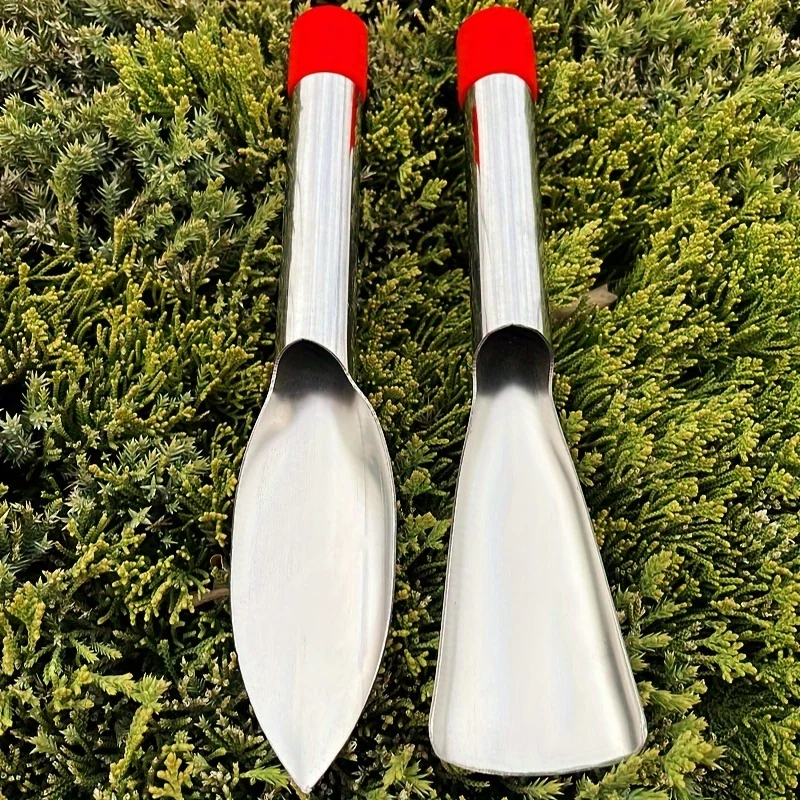 4Pcs Garden Shovel Set, 2pcs Pointed Stainless Steel Garden Shovel and 2pcs Flat Stainless Steel Garden Shovel, Courtyard Vegetable Potting Loosening Flower Planting Tools, Clam Digging Sea Tool