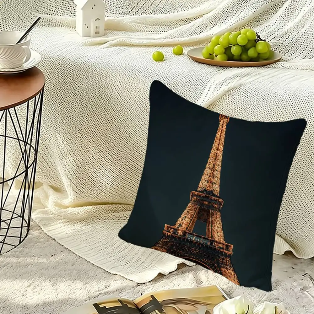 Red Umbrella Eiffel Tower Pillow Case Sofa Living Room for Bedroom Headboard Backrest Cushion Square Nap Time