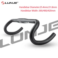 Manillar de bicicleta de carretera LUNJE 25,4/31,8 380/400/420mm barra doblada acabado mate negro manillar de aleación de aluminio para bicicleta