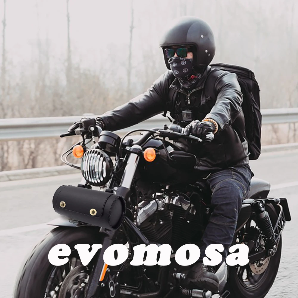 Motorcycle Bag Saddlebags PU Leather Front Fork Tail Tool Bag Luggage For Harley Chopper Bobber Cruiser Sportster XL 883 1200