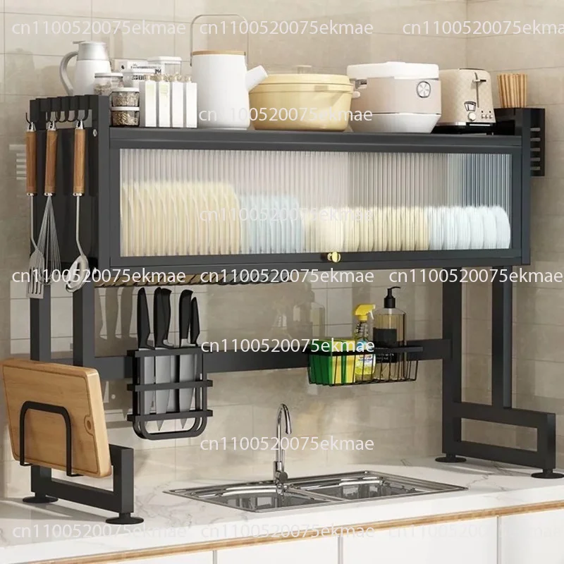 Multi-Functional Kitchen Sink Countertop Organizer Dish Drying Rack with Water Drainage Space-Saving Storage Essential