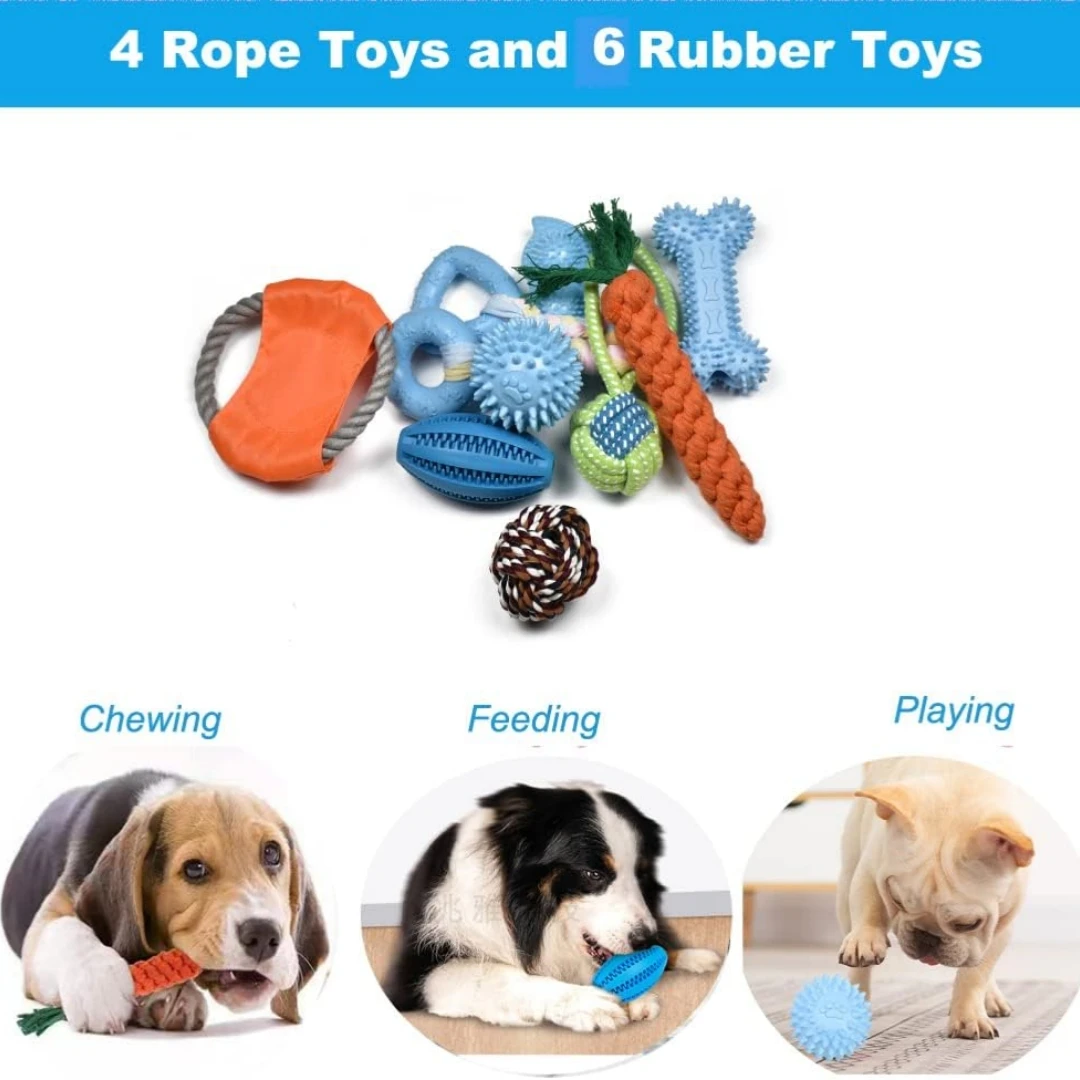 10 pack dog chew toy, durable rope toy, bean bone toy, suitable for small dogs teething interactive training toy