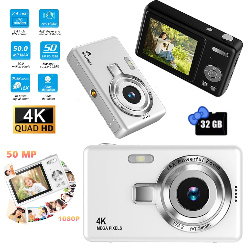 50MP Digital Camera Children Camera For Children Camcorder With 16x Zoom Compact Cameras 1080P Cameras For Beginner Photography