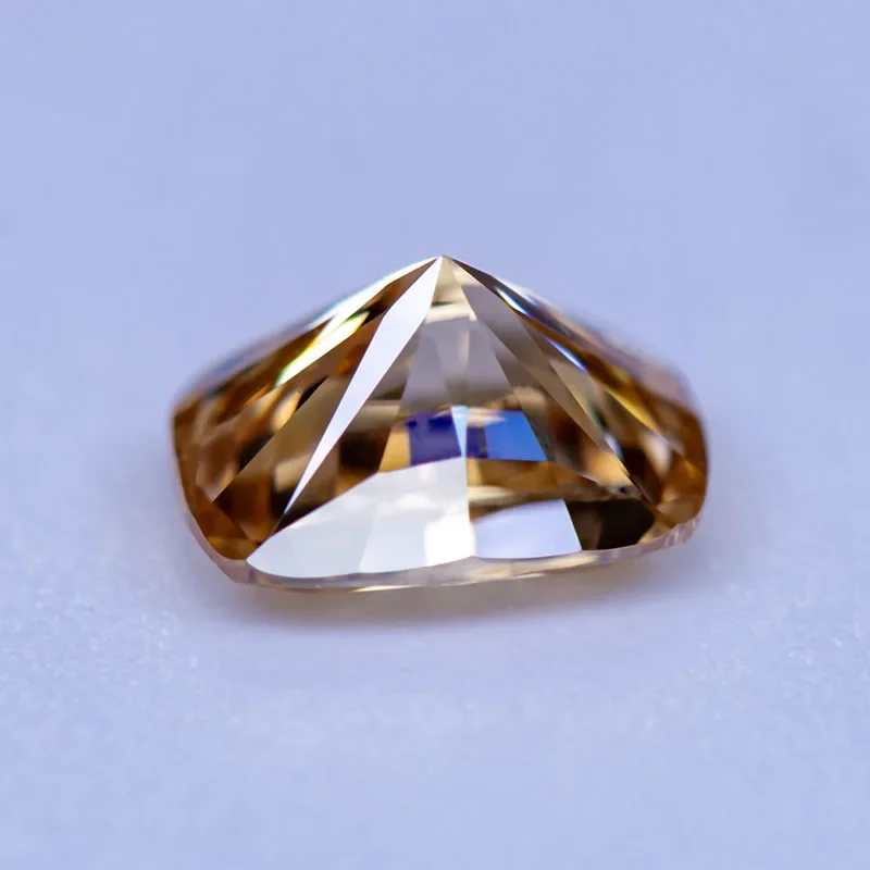 Moissanite Gemstone Champagne Natural Color Cushion Cut Lab Grown Diamond Advanced Jewelry Making Materials With GRA Certificate