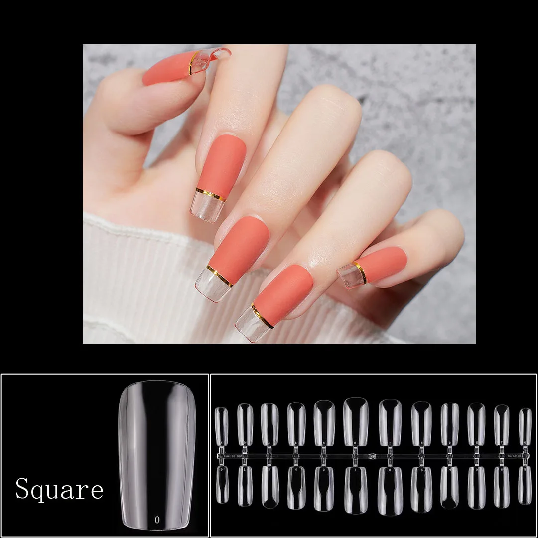 Fake Nails Press on Soft Gel Nails Square Artificial False Nails Full Cover Tips Nail Accessories Tool 120pcs