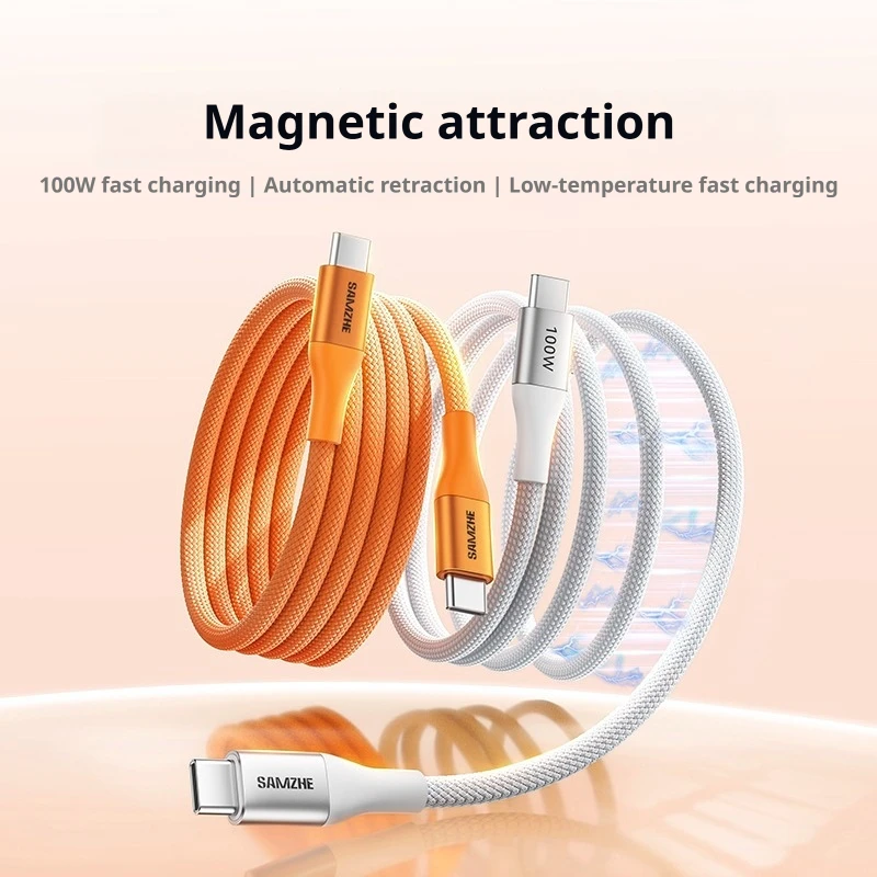 SAMZHE Magnetisches Ladekabel 100W USB Typ C zu USB C Kabel für MacBook iPhone17 16 iPad Samsung Xiaomi PD Schnellladekabel – Detail 2